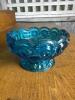 Small Blue Pressed Glass Compote - 2