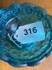 Small Blue Pressed Glass Compote - 8