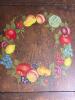Hand-Painted Fruit Motif Wooden Board Folk Art-Style - 4