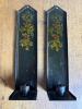 Pair of Toleware-Style Painted Metal Wall Candle Sconces