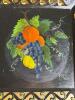 Hand Painted Folk Art Fruit Motif Wooden Tray - 2