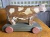 Folk Art Wooden Cow Pull Toy