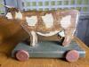 Folk Art Wooden Cow Pull Toy - 2