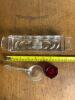 Pressed Glass Candy Dish, Ladle, and Ruby Glass Salt Cellar - 7