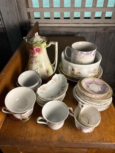 Assorted Vintage Floral China in Victorian-Style