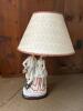 Figural Porcelain Table Lamp With Woven Shade