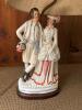 Figural Porcelain Table Lamp With Woven Shade - 2