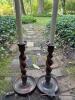 Pair of Barley Twist Table Lamps with Wicker Shades