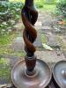 Pair of Barley Twist Table Lamps with Wicker Shades - 12