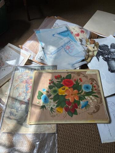 Assorted Antique and Vintage Art Stencils and Reference Materials.