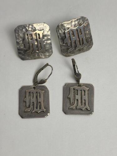 Sterling Silver Hammered Monogram Earrings