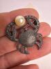 Sterling Silver Marcasite Sunflower and Crab Brooches - 2