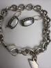 Sterling Silver Charm Bracelet and Pair of Marcasite Earrings - 2