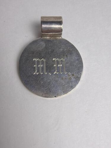 Mexican Silver Monogram Engraved Round Pendant