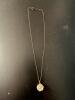 Rose Motif Pendant Necklace With Gold Tone Chain