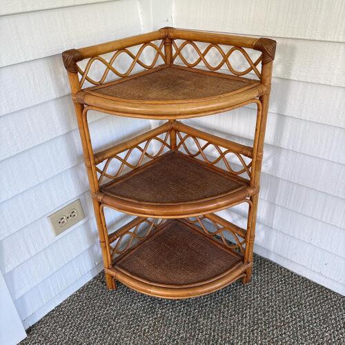 Three-Tier Rattan Corner Shelf
