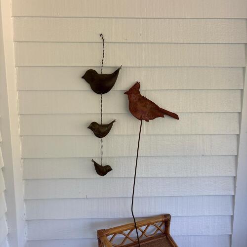 Metal Bird Hanging Ornament and Cardinal Garden Stake
