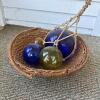 Wicker Basket with Handblown Glass Fishing Floats