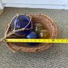 Wicker Basket with Handblown Glass Fishing Floats - 9