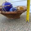 Wicker Basket with Handblown Glass Fishing Floats - 10