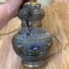 Asian-Style Enameled Cast Metal Table Lamp - 5