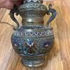 Asian-Style Enameled Cast Metal Table Lamp - 6