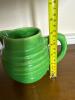 Green Ribbed Pottery Pitcher in the Art Deco Style - 5