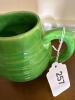Green Ribbed Pottery Pitcher in the Art Deco Style - 6