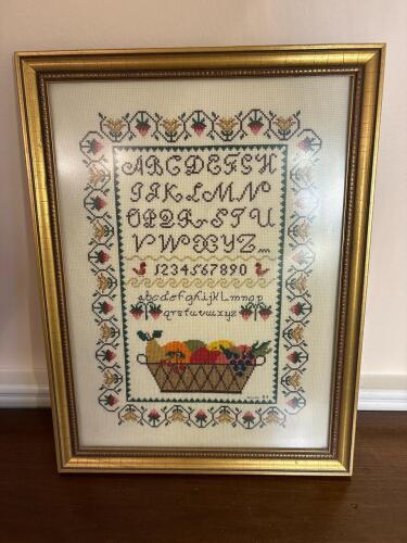13x17 Framed Cross-Stitch Sampler