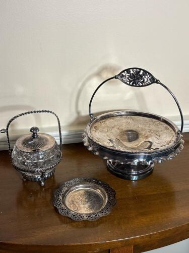 Three-Piece Victorian-Style Silverplate Tableware