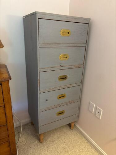 Gray Painted Five-Drawer Dresser