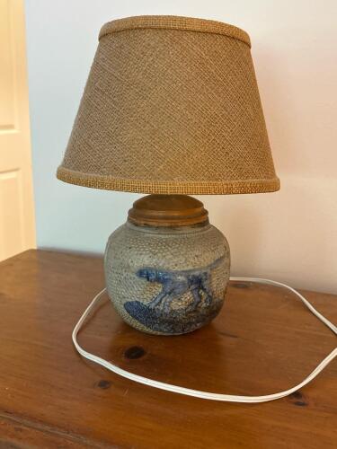 Whites Pottery Stoneware Table Lamp with Burlap Shade