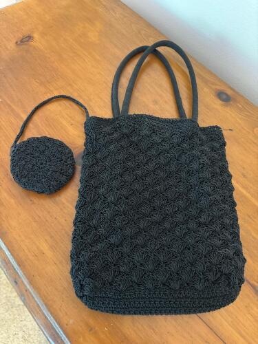 Black Vintage Crocheted Handbag