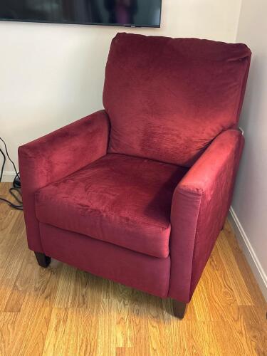 Upholstered Recliner Chair in Red Microfiber