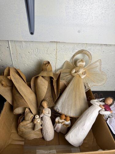 Assorted Decorative Angel Figures and Folk Art Figurines