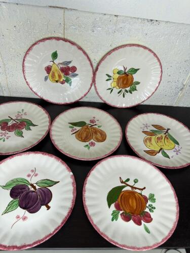 Blue Ridge Southern Potteries Hand Painted Fruit Plates