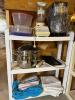 Plastic Utility Shelves with Kitchenware Lot - 2