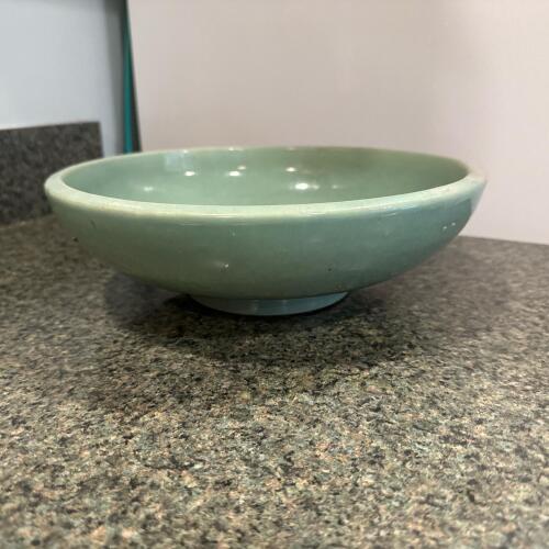 Green Ceramic Bowl With Raised Foot