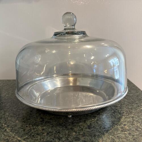 Buenilum Aluminum Cake Plate With Glass Dome Cover