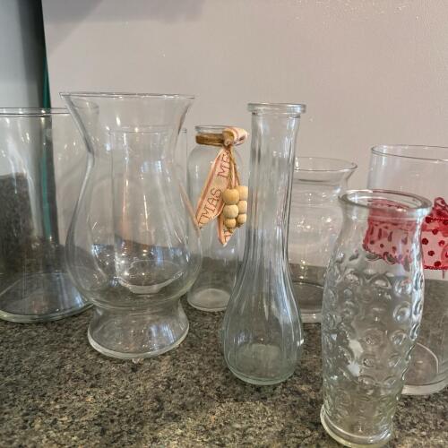 Assorted Clear Glass Vases