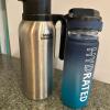 Stainless Steel Carafe and Motivational Water Bottle