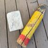 Decorative Concrete Tulip Plaque and Large Wooden Painted lobster buoy