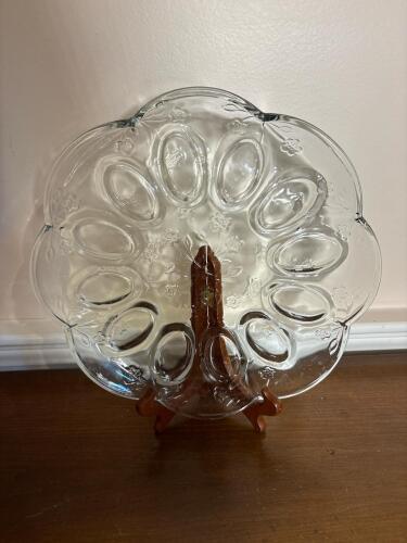 Pressed Glass Deviled Egg Platter
