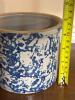 Stoneware Butter Crock Blue Spongeware-Style - 7
