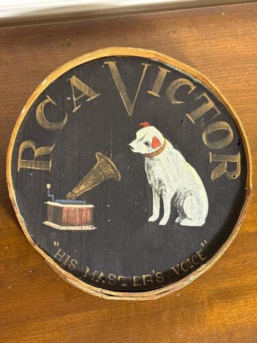 Hand Painted RCA Victor-Style Wall Plaque by Pat Little