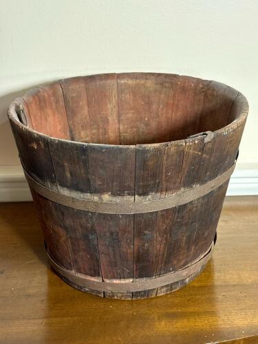 Wooden Stave Bucket in Rustic Style