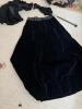 Victorian-Style Black Velvet Skirt and Parasol