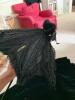 Victorian-Style Black Velvet Skirt and Parasol - 7