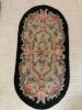 Handmade Floral Hooked Rug Oval Black Border - 2