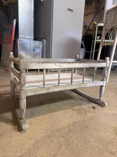 VintageWhite Wooden Doll Cradle